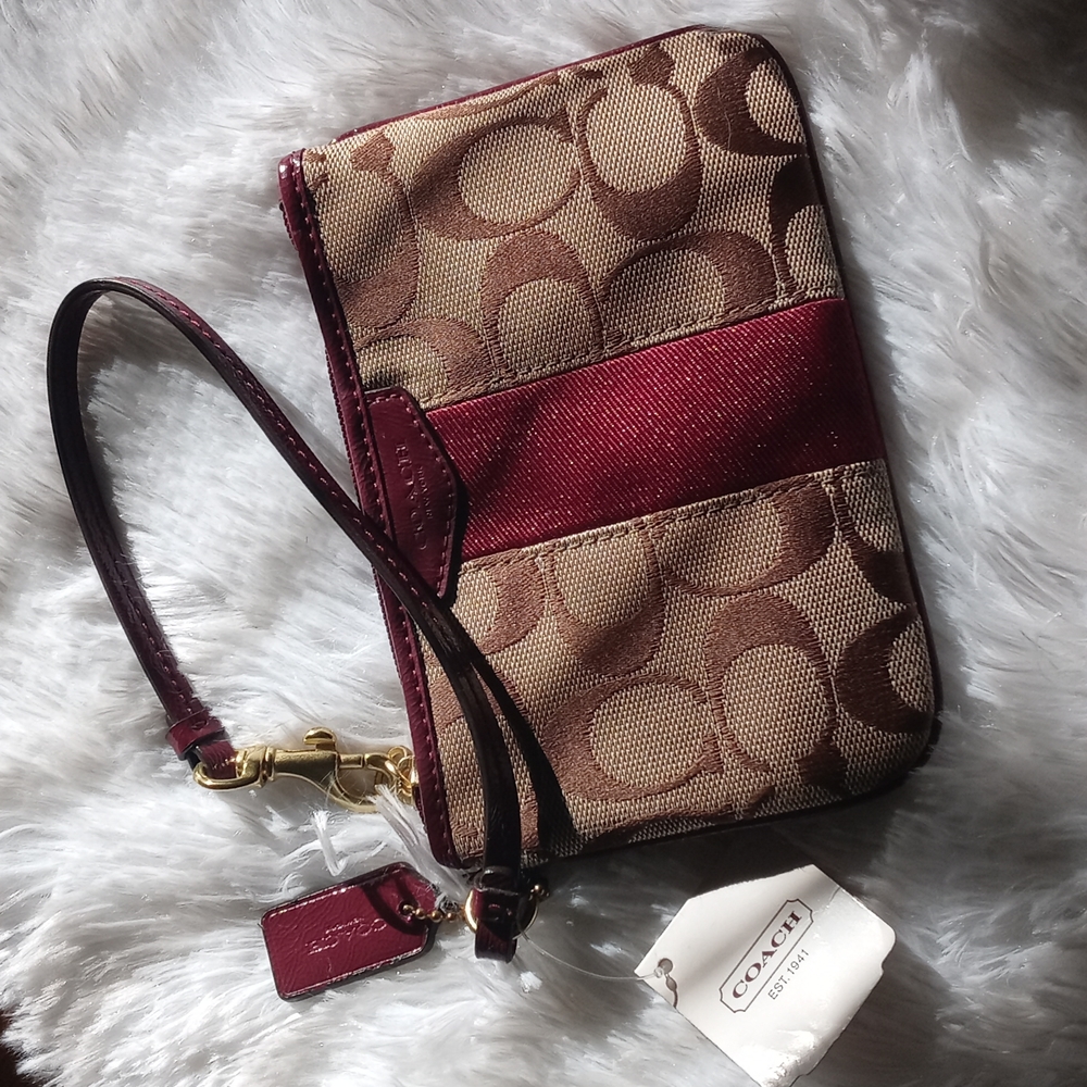 Coach Signature Stripe Wristlet